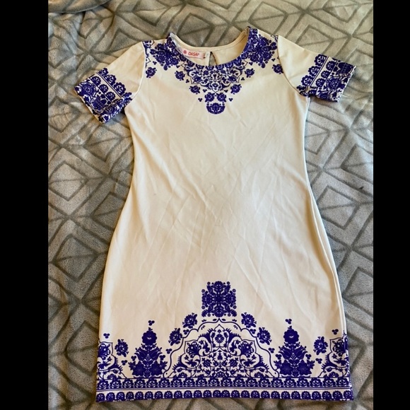 Royal blue and White dress - Picture 1 of 2